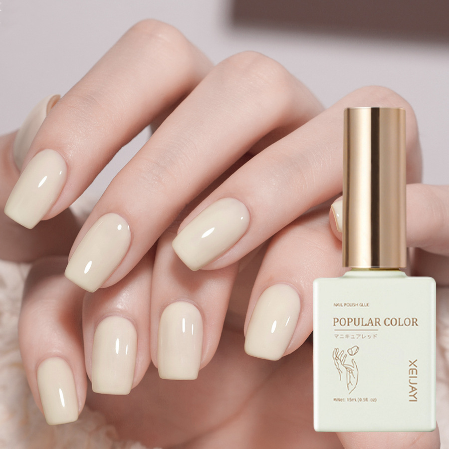 New white nail polish glue solid color milky white nail polish shop special long-lasting firm Nail Polish glue suit