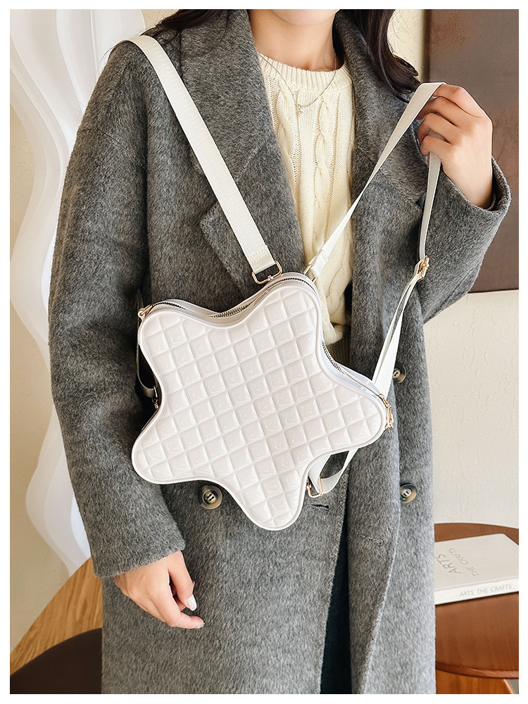 2025 New style fashionable star Backpack, diamond-shaped PVC jelly bag, fresh and sweet campus ladies' backpack undefined
