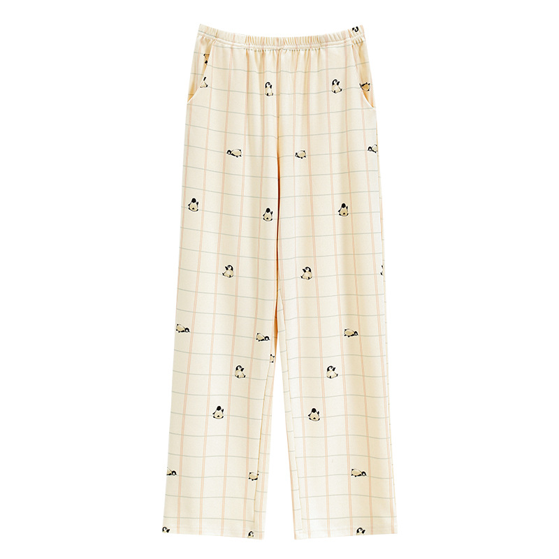 Pantalones de pijama de mujer primavera y otoño pantalones largos de algodón casuales sueltos de moda se pueden usar pantalones caseros de algodón de verano
