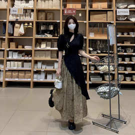 微胖妹妹MM茶歇法式国风新中式改良旗袍遮肚收腰显瘦连衣裙子夏季