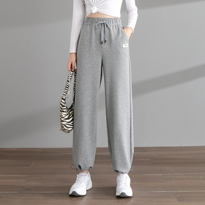 2021衛褲女春秋季新款束腳高腰燈籠褲女2255款運動褲九分闊腿褲女