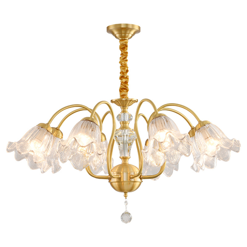 América de bronce sala de estar lujosa luz lujosa atmósfera candelabro flor francesa retro atmósfera romántica creativa lámpara de vestíbulo 413L