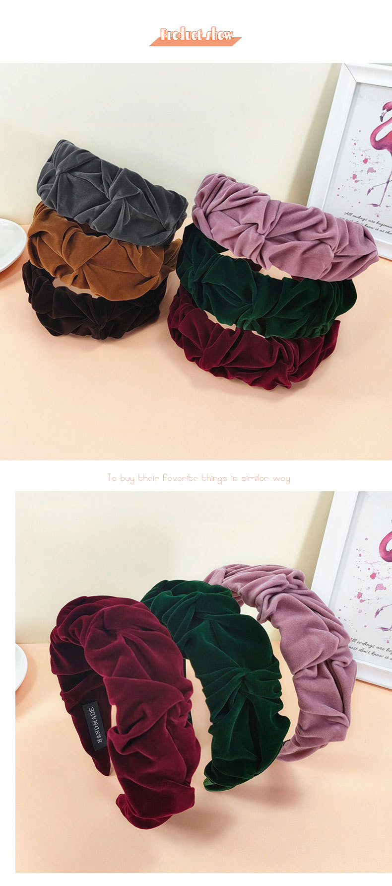 New Autumn And Winter Flocking Flower Bud Headband display picture 3