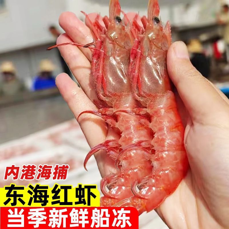 宁波特产红虾大虾鲜活冷冻海鲜水产海虾刺身东海冰虾生鲜海捕红虾