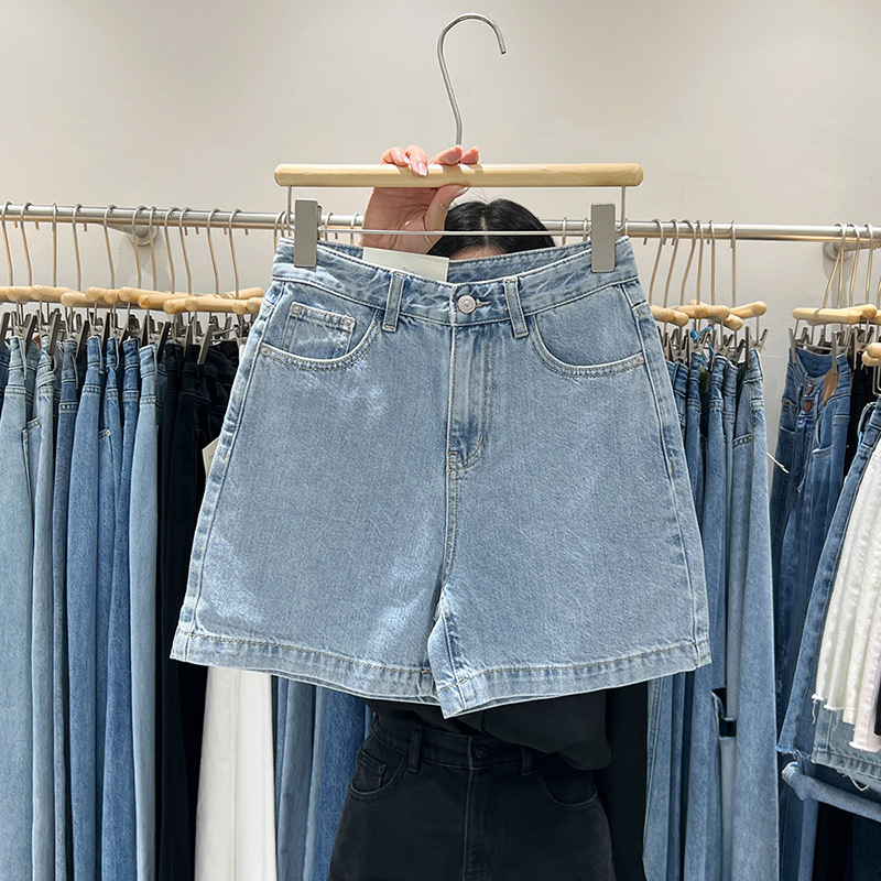 Summer New Style 2025 Simple Casual High-Waisted A-Line Shorts for Women, Loose and Versatile Denim Hot Pants, Slim and Stylish
