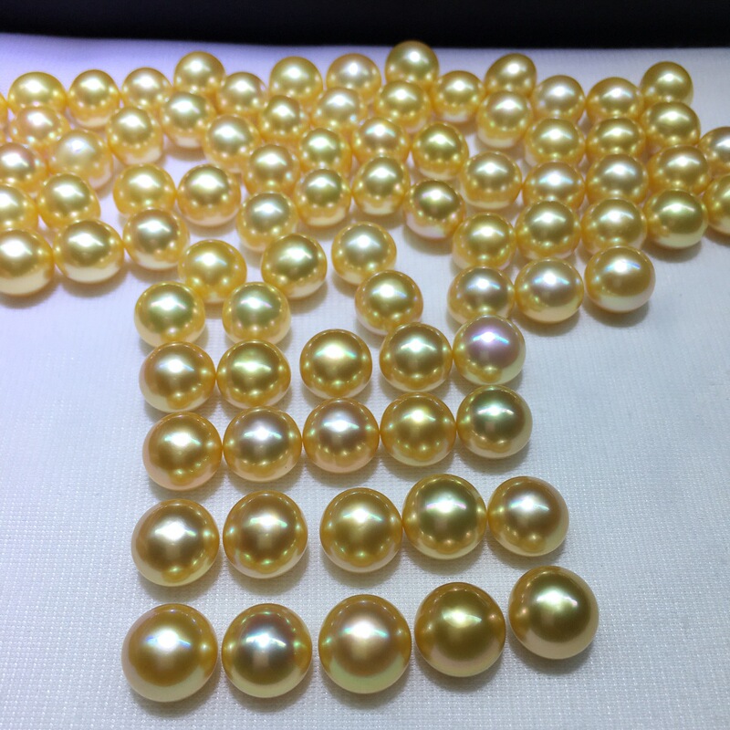Philippines natural strong gold tea golden color sea water Nanyang gold beads, can be set pendant ring earrings and so on