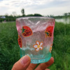 Japanese -style hand -painted glass cupless glass glacier graphics gradient gradient pink flower juice beverage milk shake cup