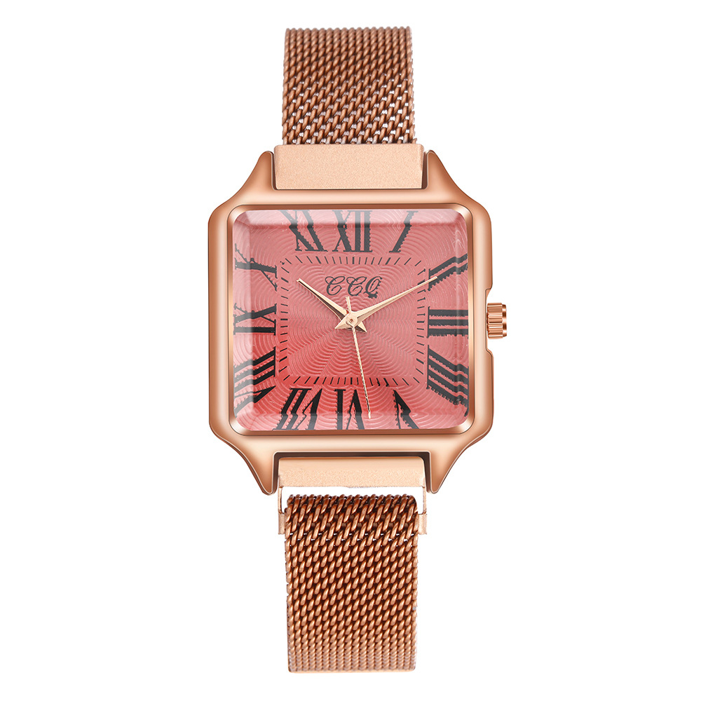 New Roman numeral square dial with simple and thin strap, trendy internet celebrity small shop quartz women's watch_voghion.com