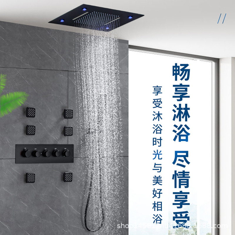 Ducha de cortina con temperatura constante, ducha de ducha oculta, ducha de baño, ducha de ducha lateral y espalda, ducha de ducha presurizada con luz