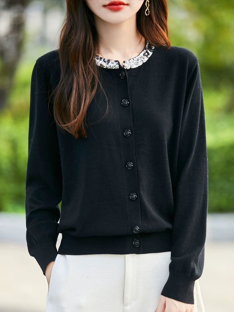 Design sweater, demi-season jacket, woolen cardigan, french style, trend of season