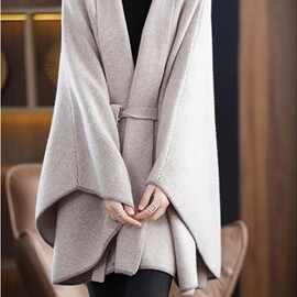 斗篷披肩新款针织外套中长款洋气开衫韩版宽松秋冬加厚毛衣女