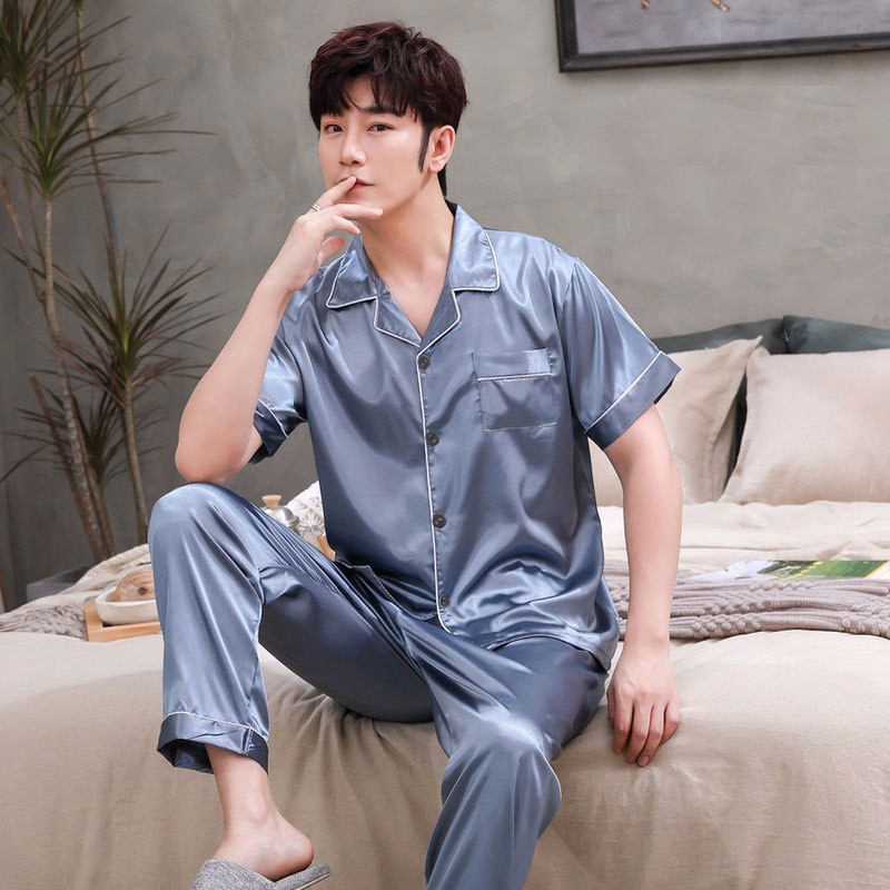 S 그레이 블루#짧고 긴 남성용 아이스 실크