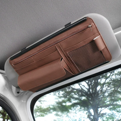 Rubber Frame Zipper, Multi-functional – Car Glasses Clip/Bill Clip - brown