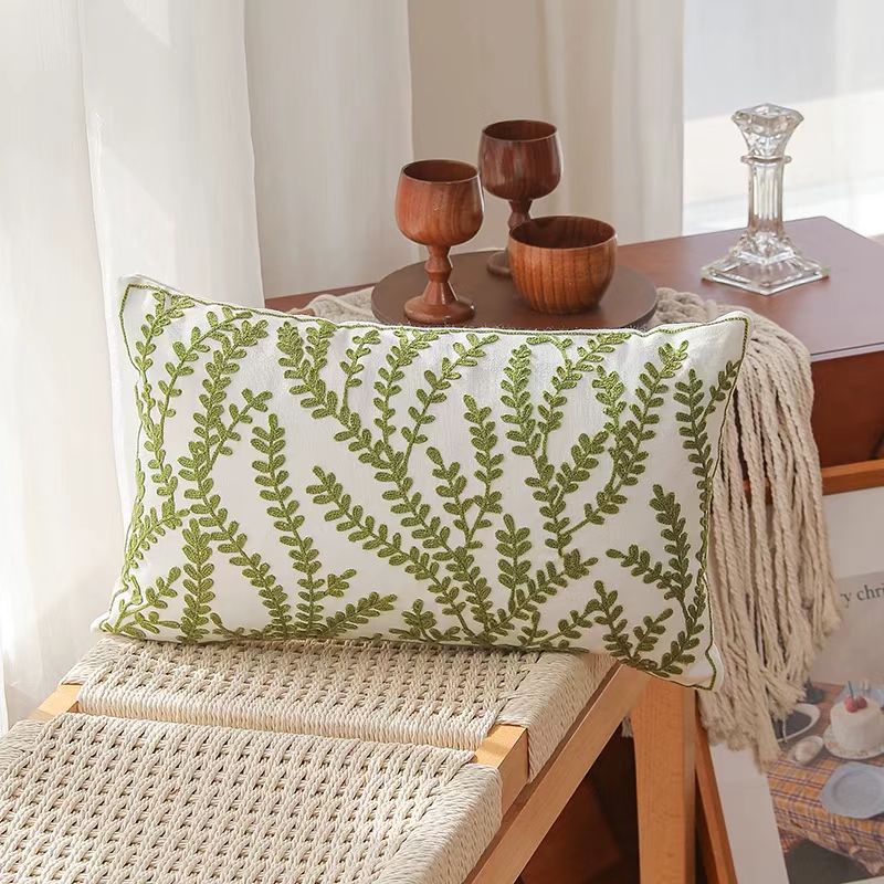 Cojín decorativo Chenille 2024, nuevo modelo, con flores pequeñas bordadas en tres dimensiones, para cabecera, dormitorio, sala de estar, ventana, con un toque de diseño.