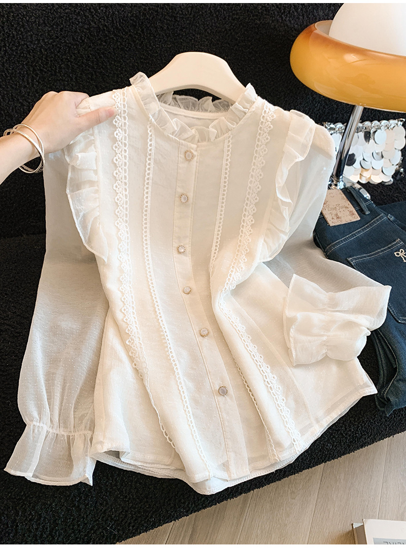 Elegante Damenbluse Mit Rüschen Und Stehkragen Für Den Frühling_voghion.com