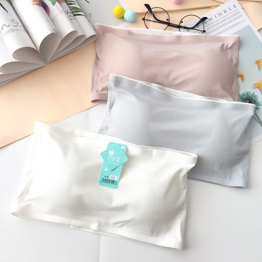 Fiber ice silk thread wrapped chest seamless with chest pad student without steel ring underwear with anti-slip strip factory direct sales