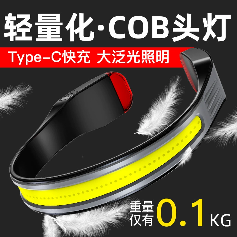Новый COB мощный налобный фонарь с Type-C быстрой зарядкой, высокая яркость, подвесной на шею, литиевый аккумулятор, для рыбалки