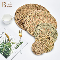 亞馬遜草編餐墊蒲草編織杯墊碗墊砂鍋墊家居日用隔熱餐廚墊鍋碗墊