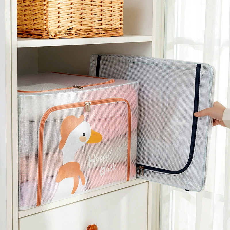 Cartoon transparent storage box, steel frame, toy, duvet