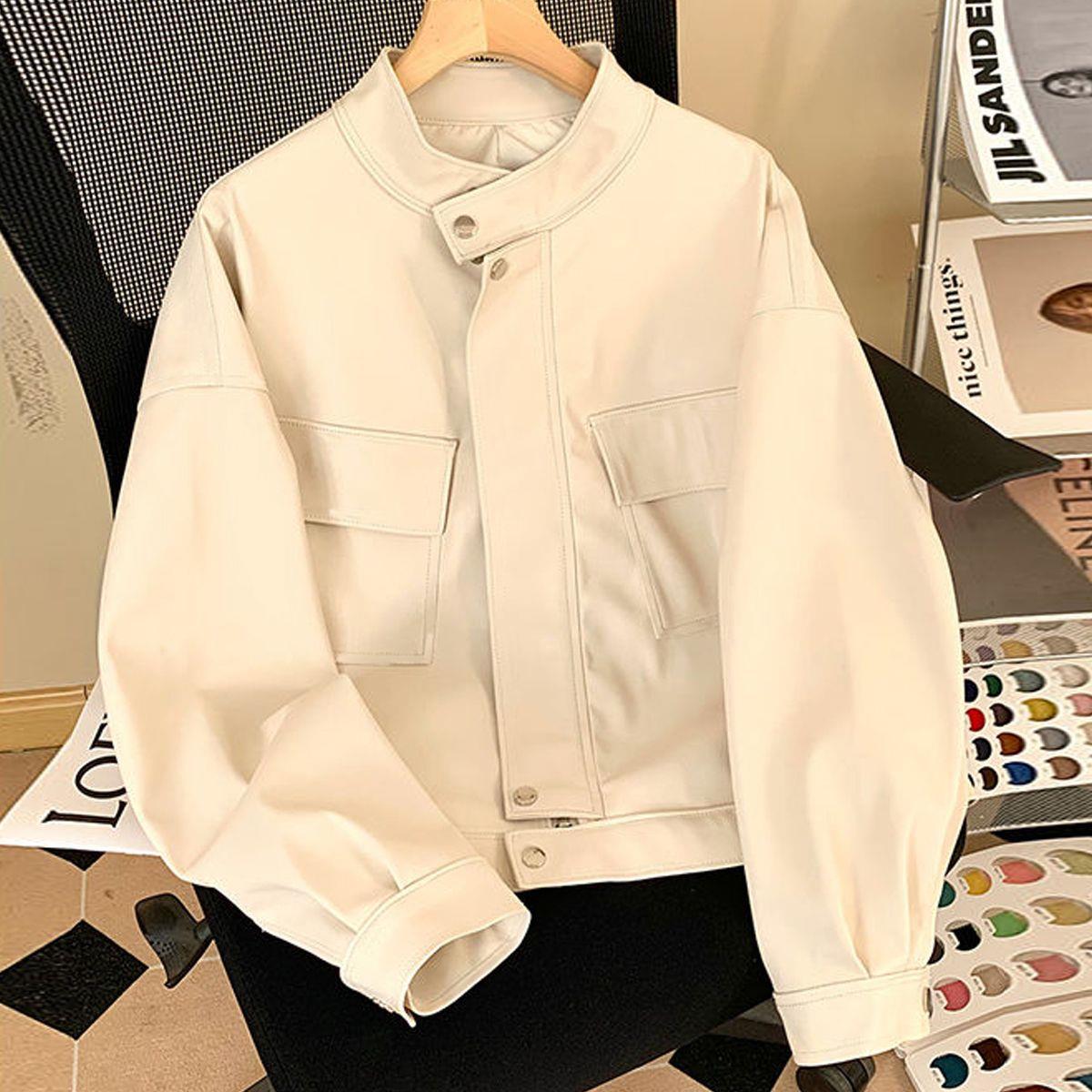 American Fashion Leather Jacket Women's Short 2025 Spring & Fall New Loose and Versatile Casual Leather Jacket Trend