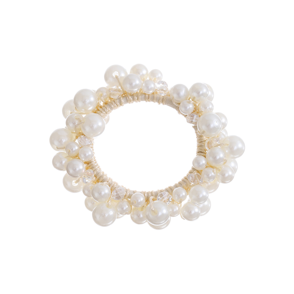 Super Fairy Qi nuevo anillo de cabello de perla de alto nivel coreano tocado de cabello de línea de chicas de cabello de cola de caballo