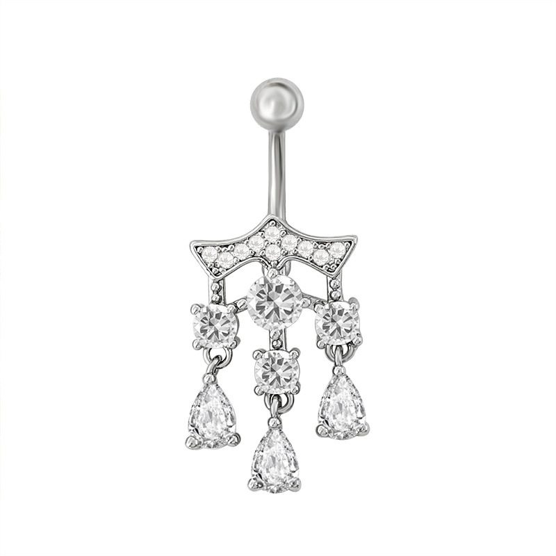 Zircon Navel Ring Palace Style Heart Wings Belly Button Piercing_voghion.com