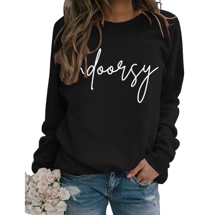 Indoorsy en stock Jersey cuello redondo europeo y americano Top manga larga impresa suelta simple suéter transfronterizo Comercio exterior al por mayor