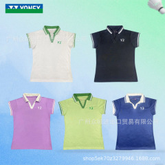 2025新款yy羽毛球服女小飞袖运动服polo衫速干比赛训练网球服上衣