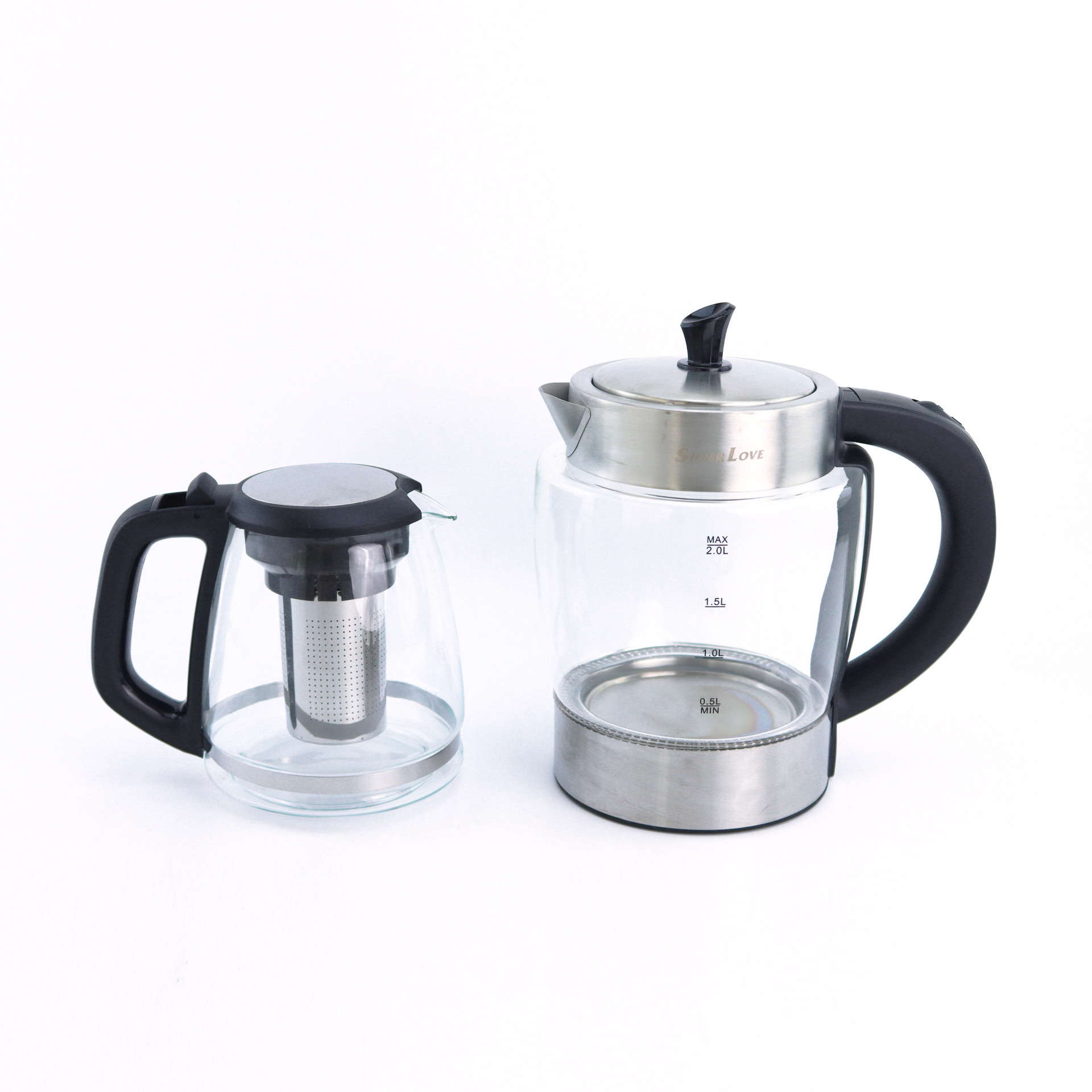 Comercio exterior exportación de vidrio doméstico hervidor de agua eléctrica de alto boro vidrio transparente apagado automático 2.2L hervidor de té eléctrico