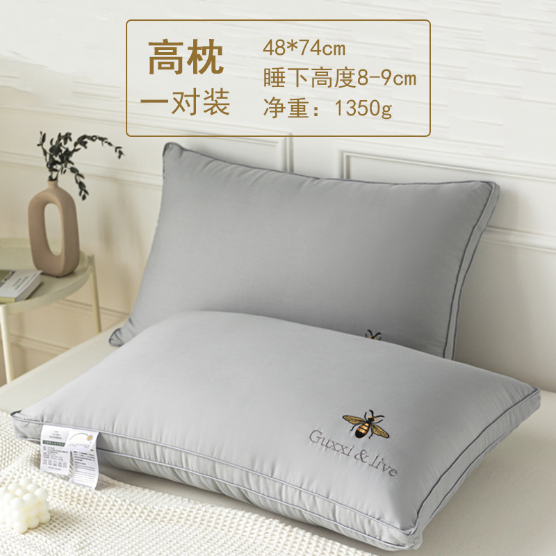 ホテルや自宅で男性が眠るのに役立つ、綿100%のフェザーベルベットの洗える枕芯の夏用頚椎保護のペア|undefined