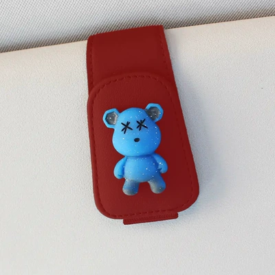 sunglasses card bill holder, Car Glasses Clip/Bill Clip - red-blue-bear