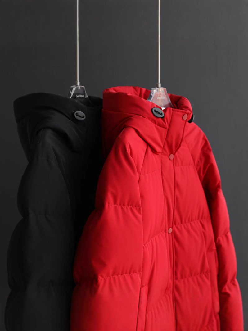 Velvet long winter down jacket with down