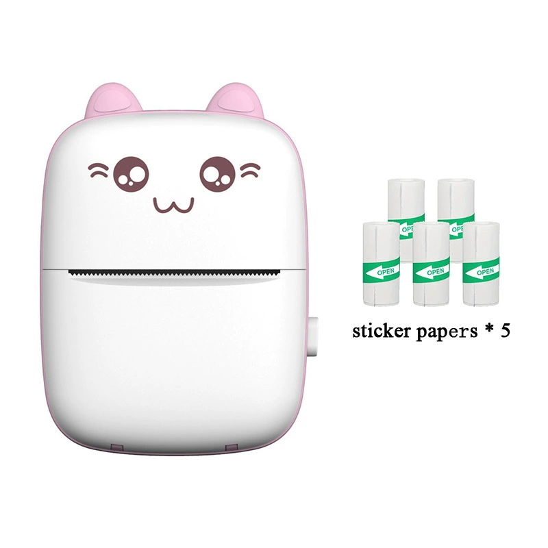Handheld Photo Printer Mini Portable Thermal Printer, Cute Cat Design, Models A8C/C19/C25
