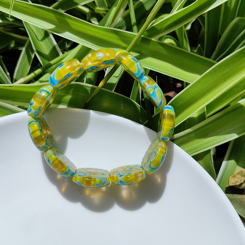 50g Weight Stretch Adjustable Clasp Closure Type Bracelets Classification glass Chain Material Handmade Chain Chain Type 1 Piece Quantity Daily Occasion glass Material Flower Pattern All Seasons Season Women's Gender Simple Style Style Simple Style Flower Glass Handmade Chain Stretch Adjustable Beaded Bracelets Wholesale 15