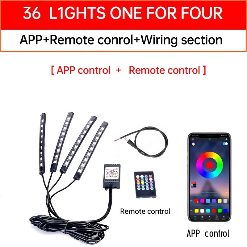 Motorcycle Ambient Light Rgb Colorful Decorative Light Music Rhythm Light Led Car Voice-Controlled Smart Voice-Controlled Light App
