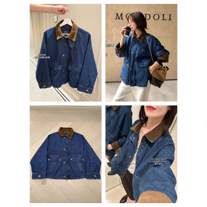 In-Stock Women's Embroidered Denim Corduroy Lapel Jacket, Spring/Summer 2025 Cuckoo Barn Jacket