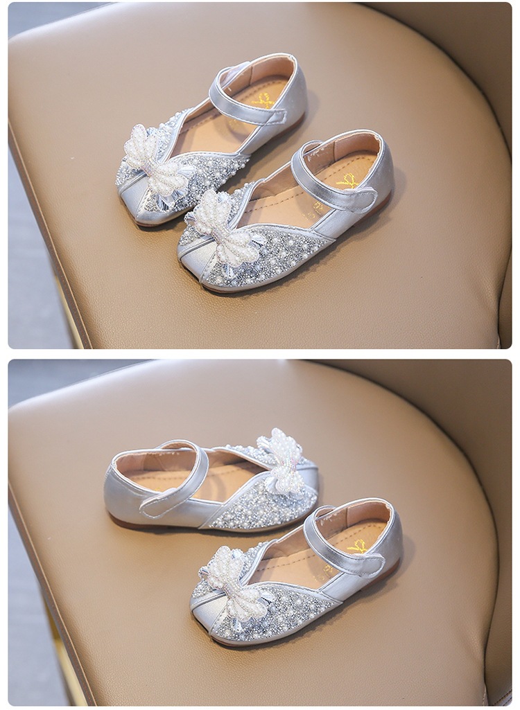 Sapatos de pele para menina com laço e cristais para primavera_voghion.com