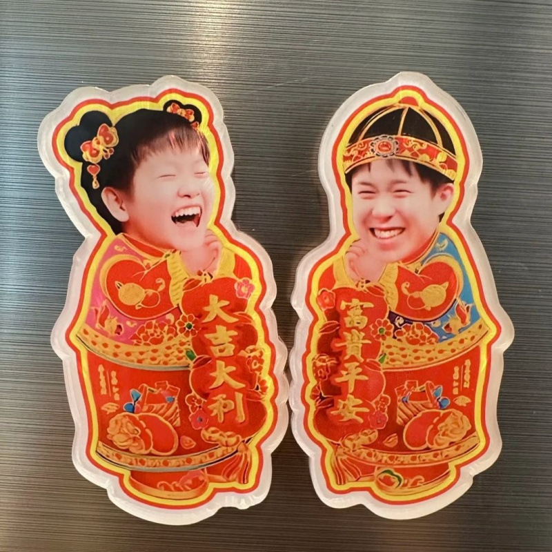 새로운 샤 헤드 새해 사진 인형 자기 냉장고 사샤 큰 머리 창조적 인 홈 아크릴 장식 주변