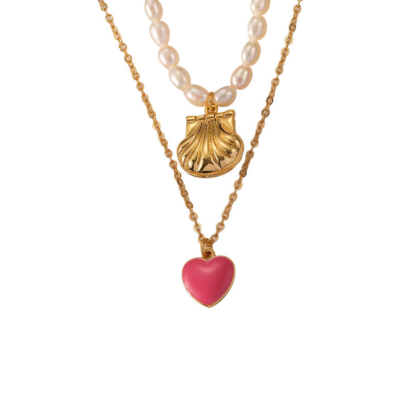 Kærlighedshalskæde med naturlig ferskvandsperle i nichedesign, feminin, alsidig og stabelbar, avanceret, super fe kravebenskæde_voghion.com