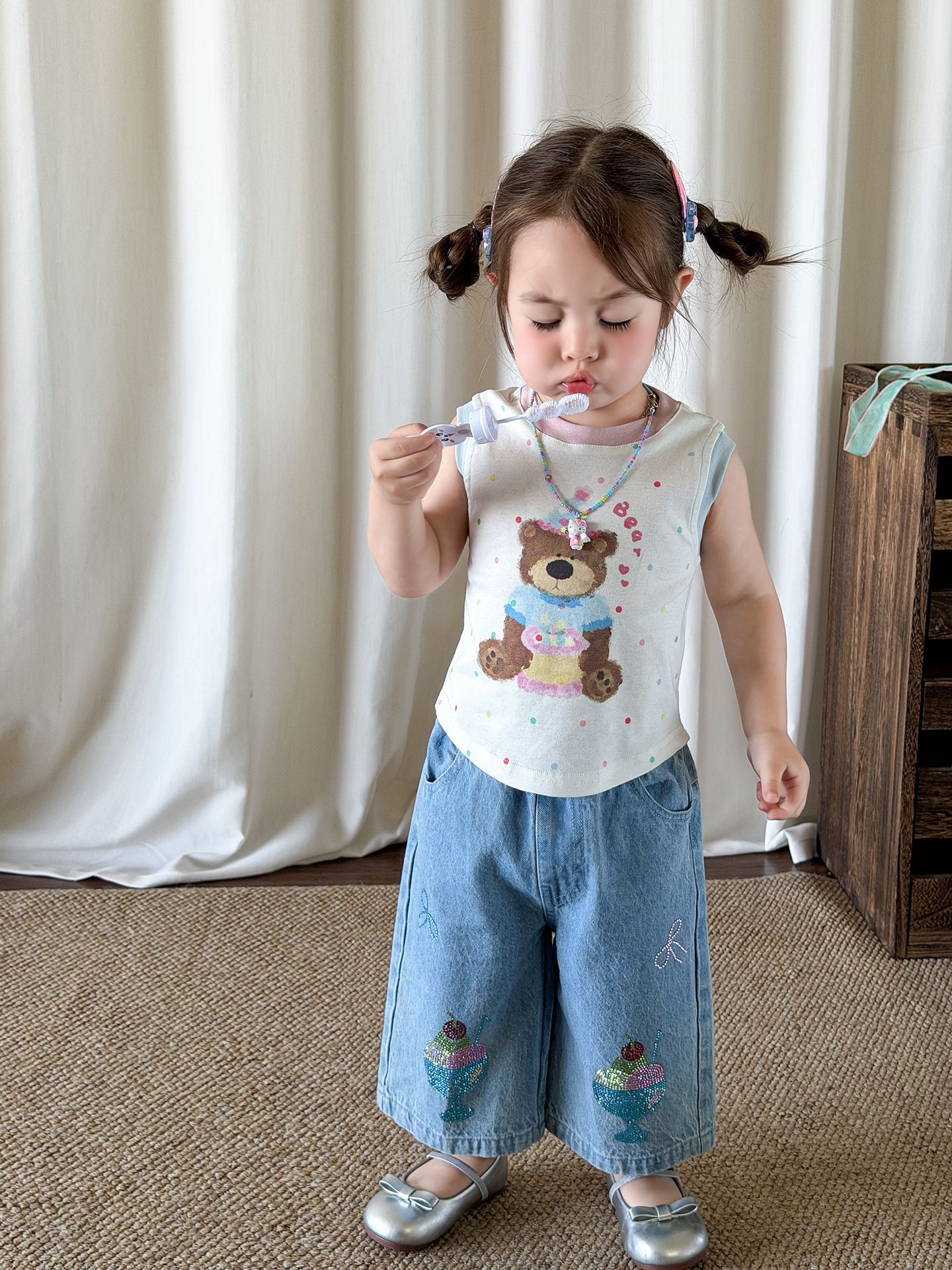 Sugar Pear ropa infantil chaleco de verano delgado 2026 ropa de niños transpirable ocio niñas clase A chaqueta de bebé