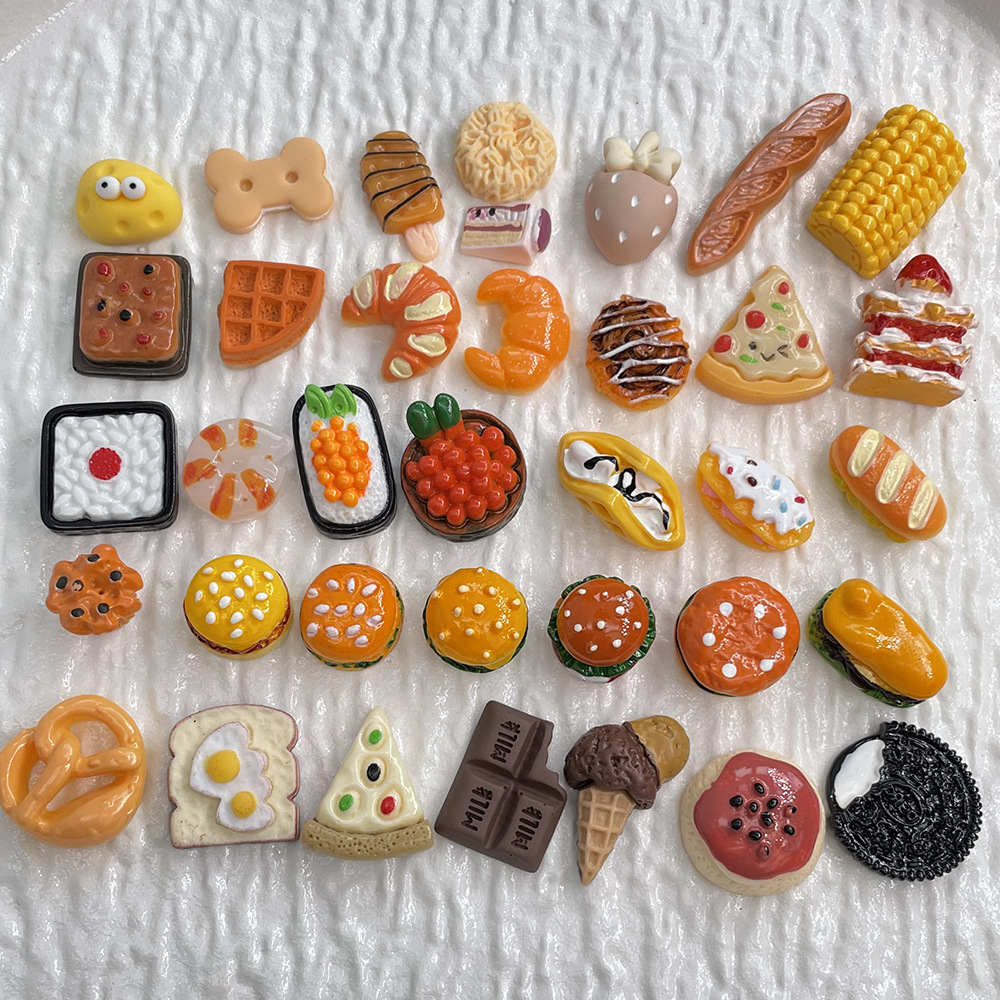 Simulation food play 39 hamburger resin jewelry accessories diy mobile phone shell hand hair clip pendant material wholesale