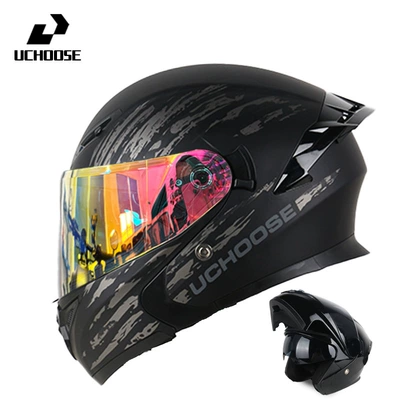 Motorcycle Safety Supplies Helmet with Bluetooth Safety - speed-gray-aurora-red-comes-with-transparent-mirror-bluetooth-headset-m
