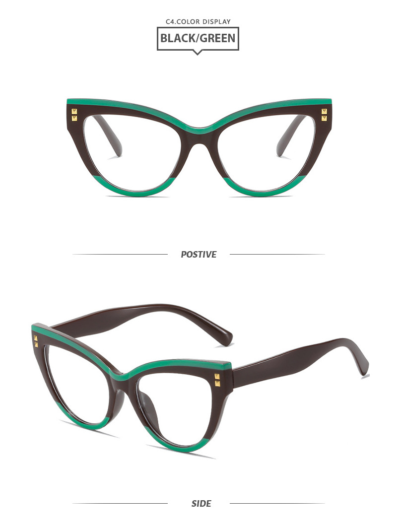 45g Weight Full Frame Glasses Structure Glasses Classification PC Lens Material Square Glasses Style Street Occasion Color Block Pattern Women'S Gender Retro Style Retro Color Block PC Square Full Frame Optical Glasses 6