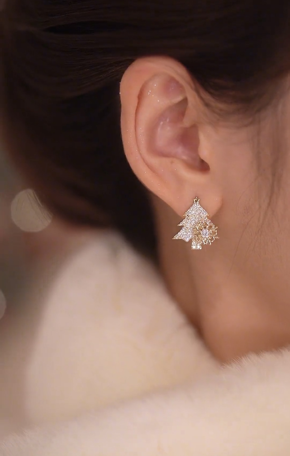 Zircon Inlay Material Ear Studs Classification 1 Pair Christmas Simple Style Shiny Christmas Tree Plating Inlay Copper Zircon Ear Studs