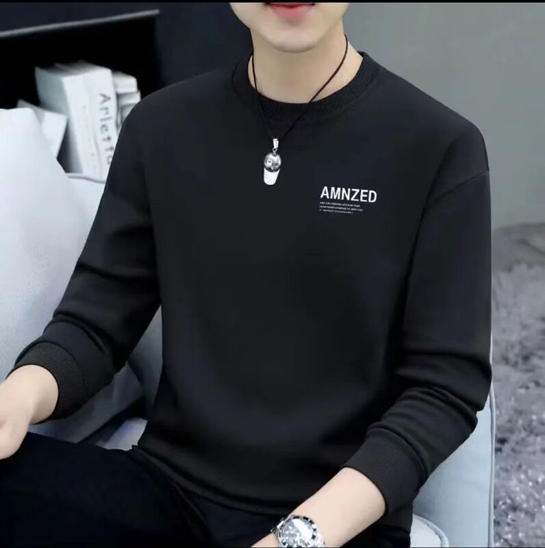 Men's Spring 2025 New Arrival Spring and Autumn Round Neck Men's Sweater Fashionable All-Match Casual Inner Long Sleeve Base Shirt