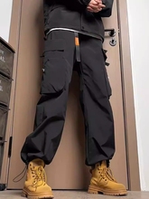 美式大口袋工装裤男春秋搭配大黄马丁靴搭配的裤子机能伞兵冲锋裤