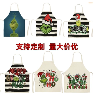 圣诞围裙新绿毛格林奇围裙圣诞跨境红帽子节日装饰儿童一件起批