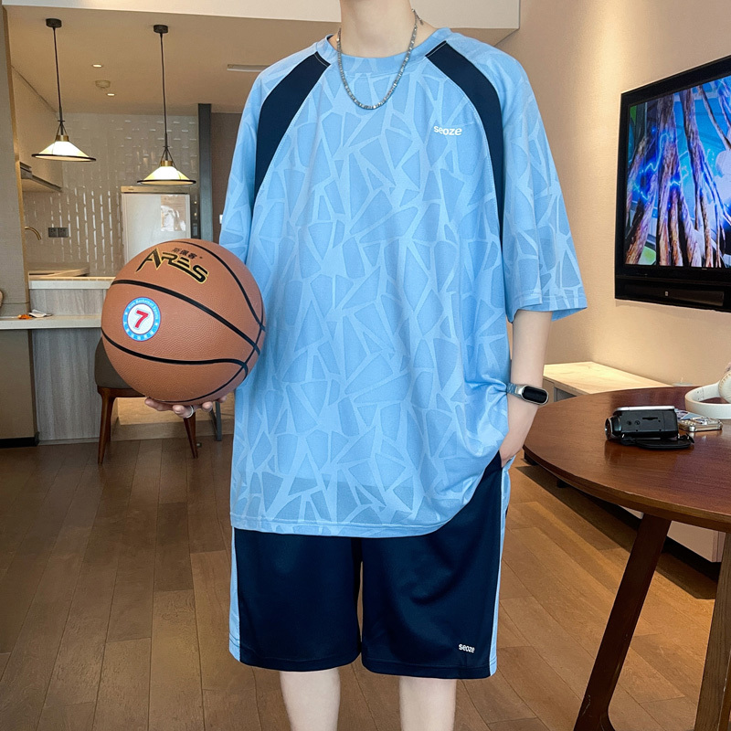 Summer Ice Silk Quick-Drying T-Shirt Boys Junior High School Student Basketball Uniform Teenagers Big Children Short-Sleeved Shorts Sports Suit Summer Ice Silk Quick-Drying T-Shirt Boys Junior High School Student Basketball Uniform Teenagers Big Children Short-Sleeved Shorts Sports Suit