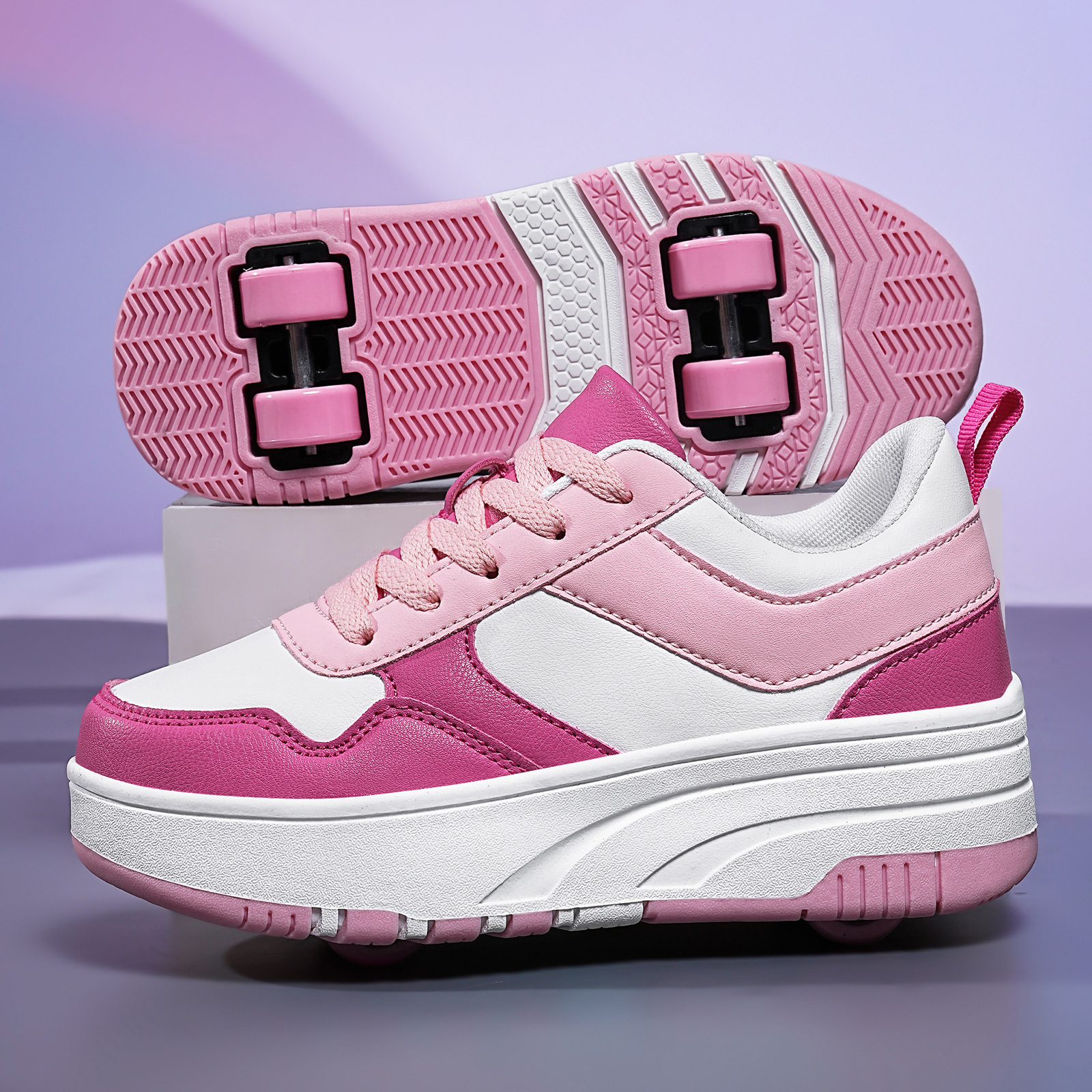 Children's Heelys Shoes, Four-Wheel Roller Shoes, Boys and Girls Deformation Shoes, Cross-Border Student Roller Skates, Outdoor Sports Skates