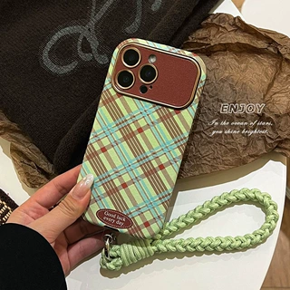 适用苹果17防摔手机壳皮纹大视窗iPhone18PROMAX棕格纹15软壳代发